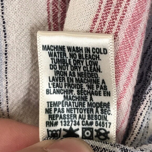 Cloth & Stone Womens Striped Top Size Small Linen Short Sleeve V Neck Popover - Picture 7 of 8